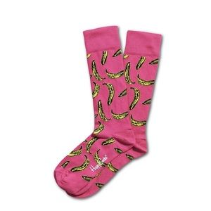 Andy Warhol Happy Socks Pink Banana Crew Socks